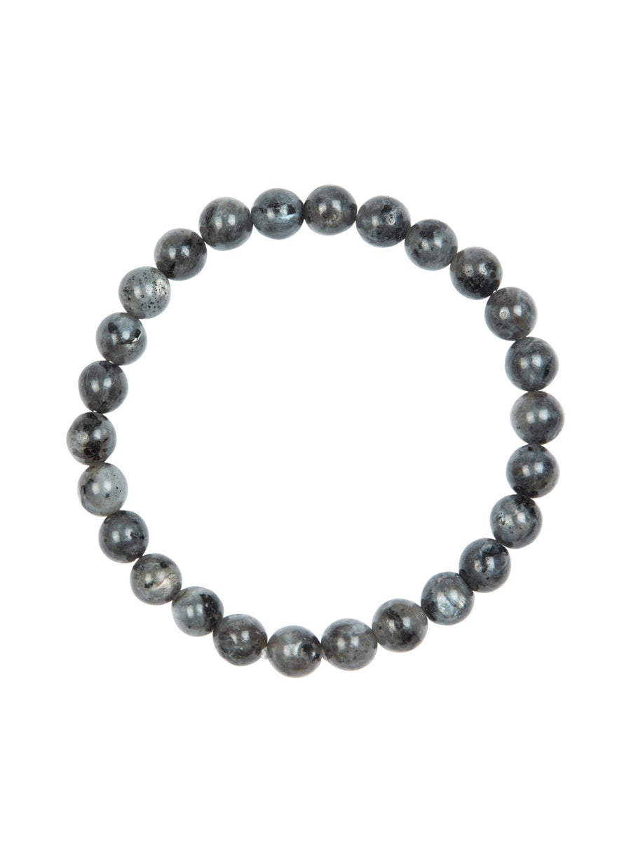 Black Labradorite Stone Stretch Men's Bracelet B3230-Black Labradorite
