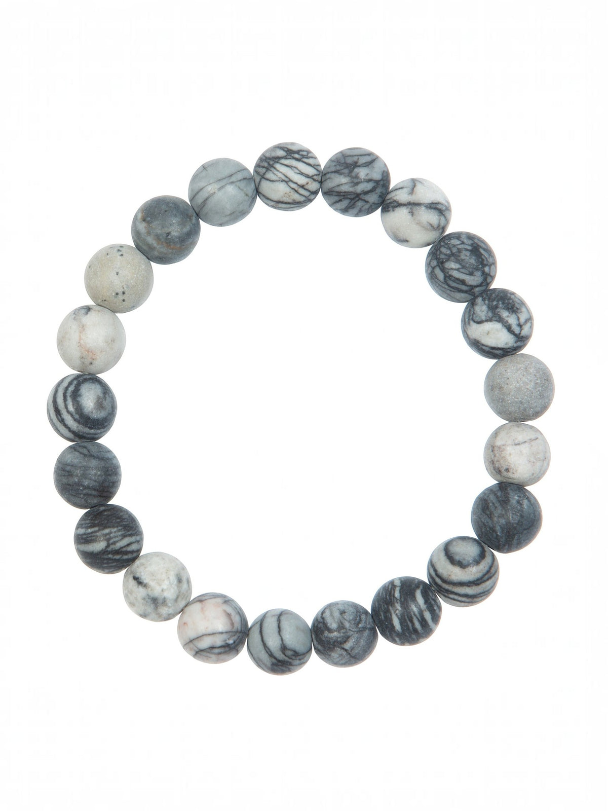 Black Network Stone Stretch Mens Bracelet B3231-Black Network - 10MM
