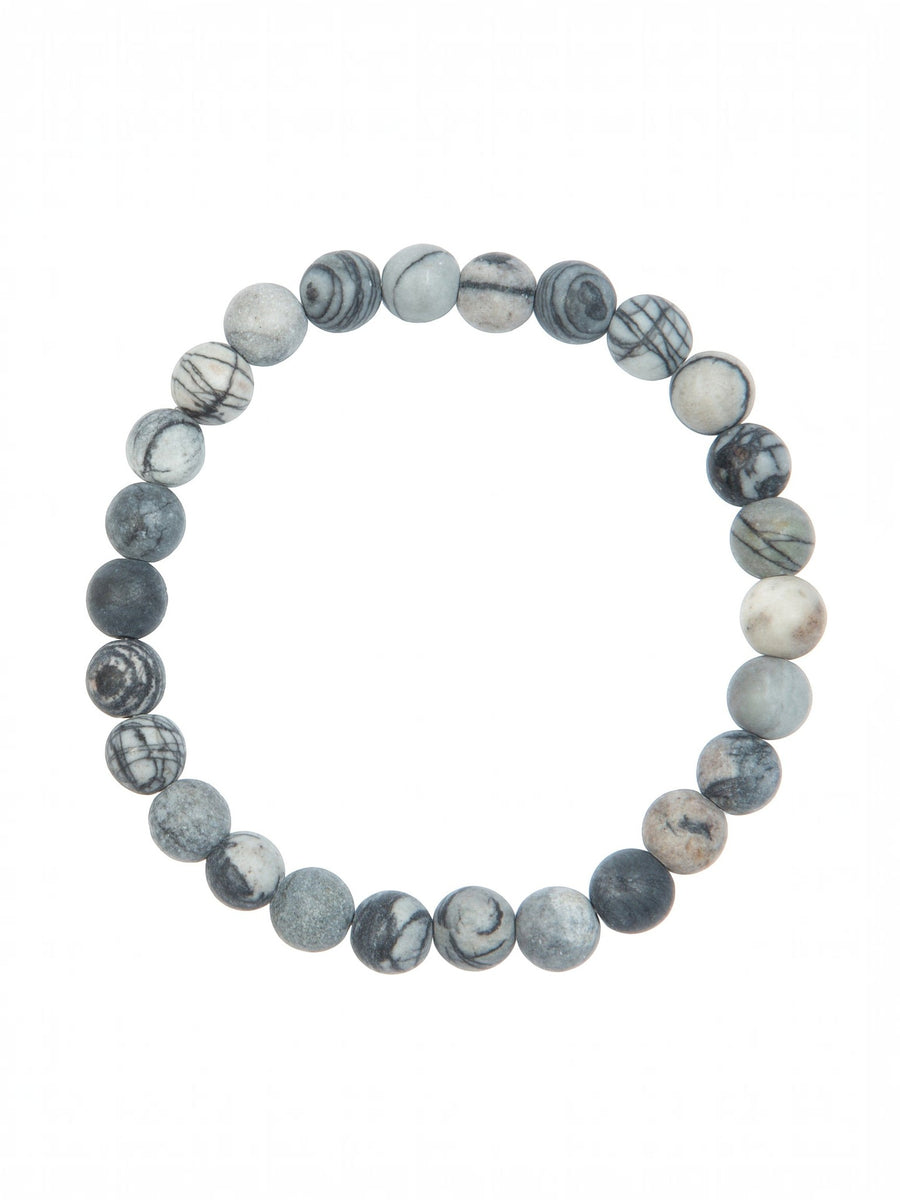 Black Network Stone Stretch Mens Bracelet B3231-Black Network