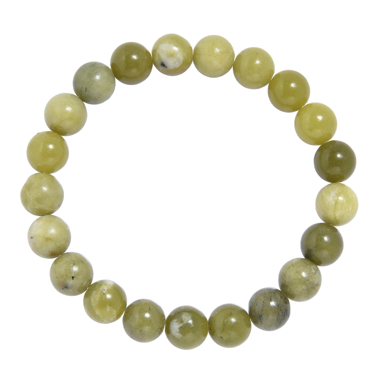Olive Jade Stone Stretch Men Bracelet B3232-Olive Jade - 10MM