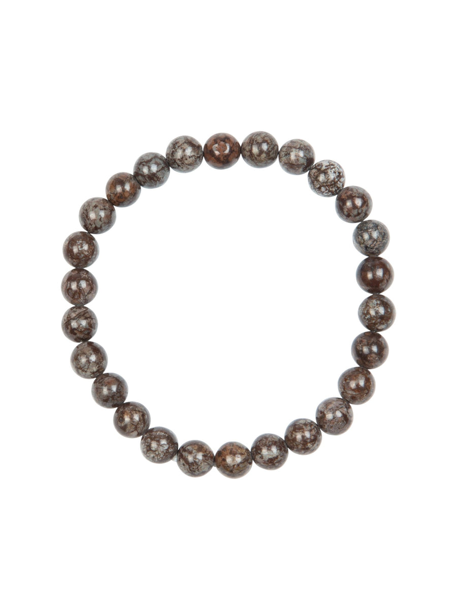 Red Snowflake Stone Stretch Men Bracelet B3233-Red-Snowflake