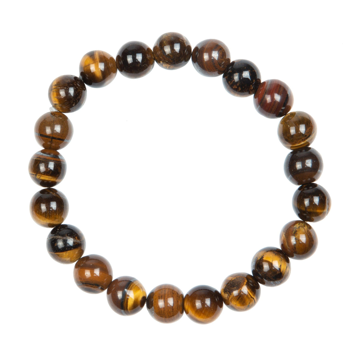 Tiger Eye Stone Stretch Men's Bracelet B3234-Tiger Eye - 10MM