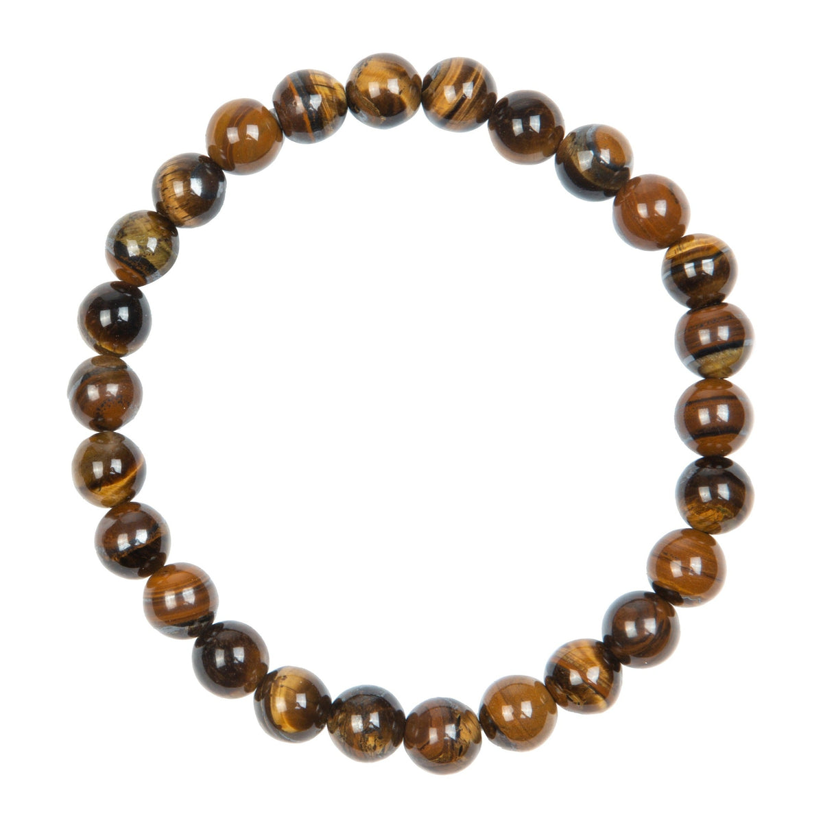 Tiger Eye Stone Stretch Men's Bracelet B3234-Tiger Eye - 8MM