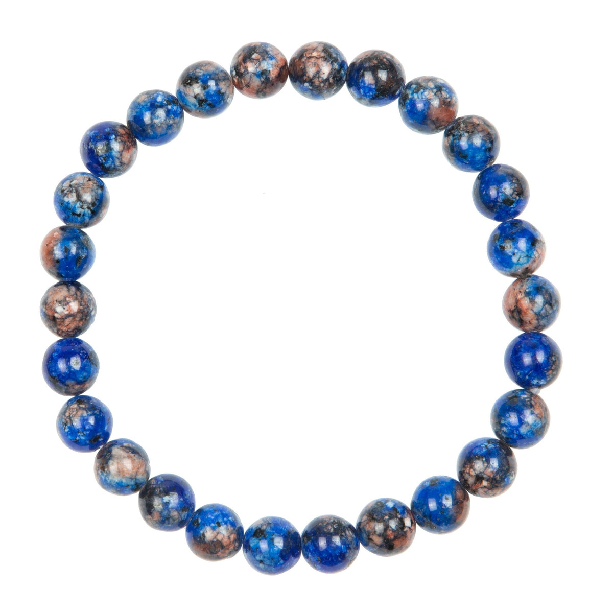 Blue Orange Granite Stone Stretch Men's Bracelet B3235-Blue Orange Granite - 8MM