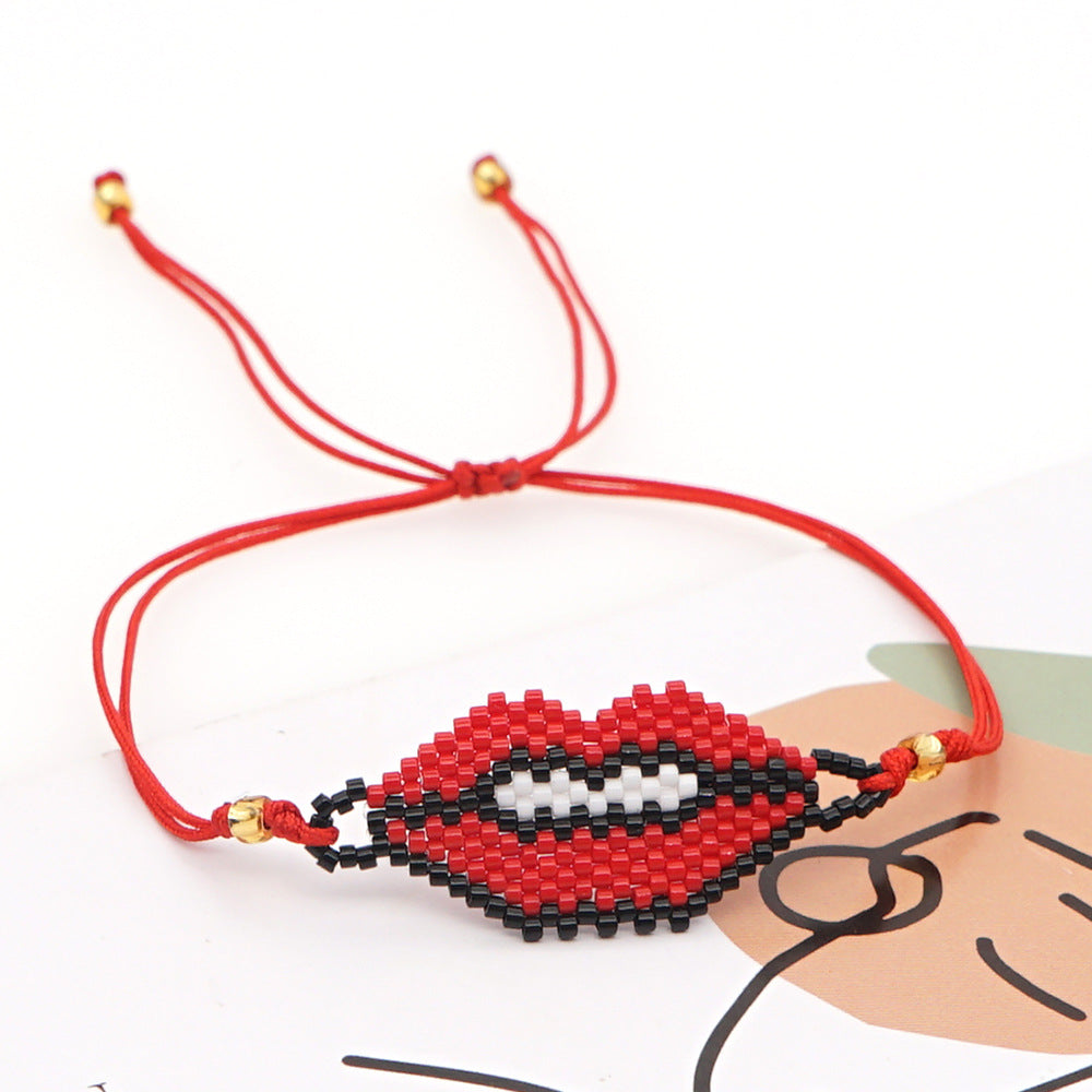 Mouth Seed Bead Braided Bracelet B3364