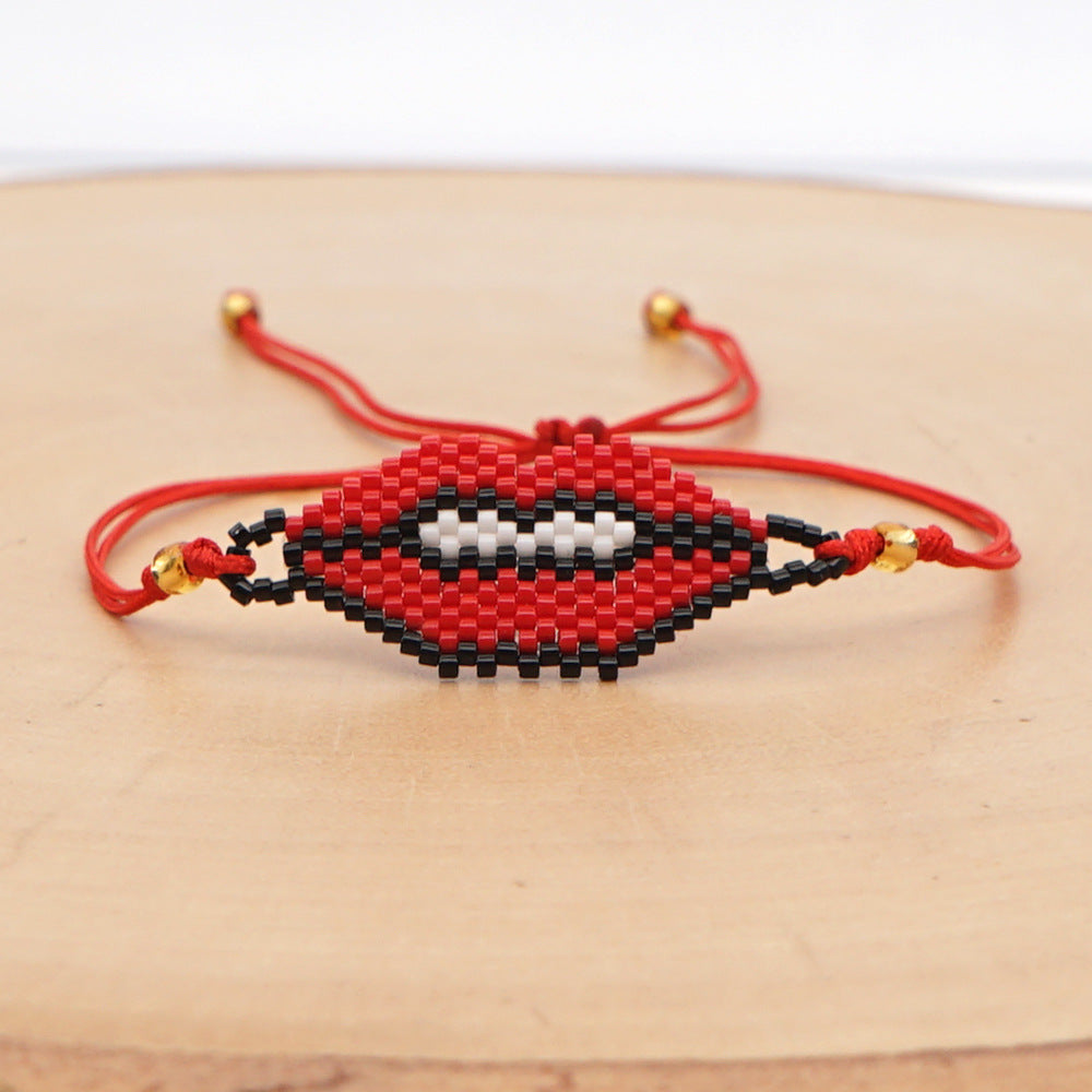 Mouth Seed Bead Braided Bracelet B3364