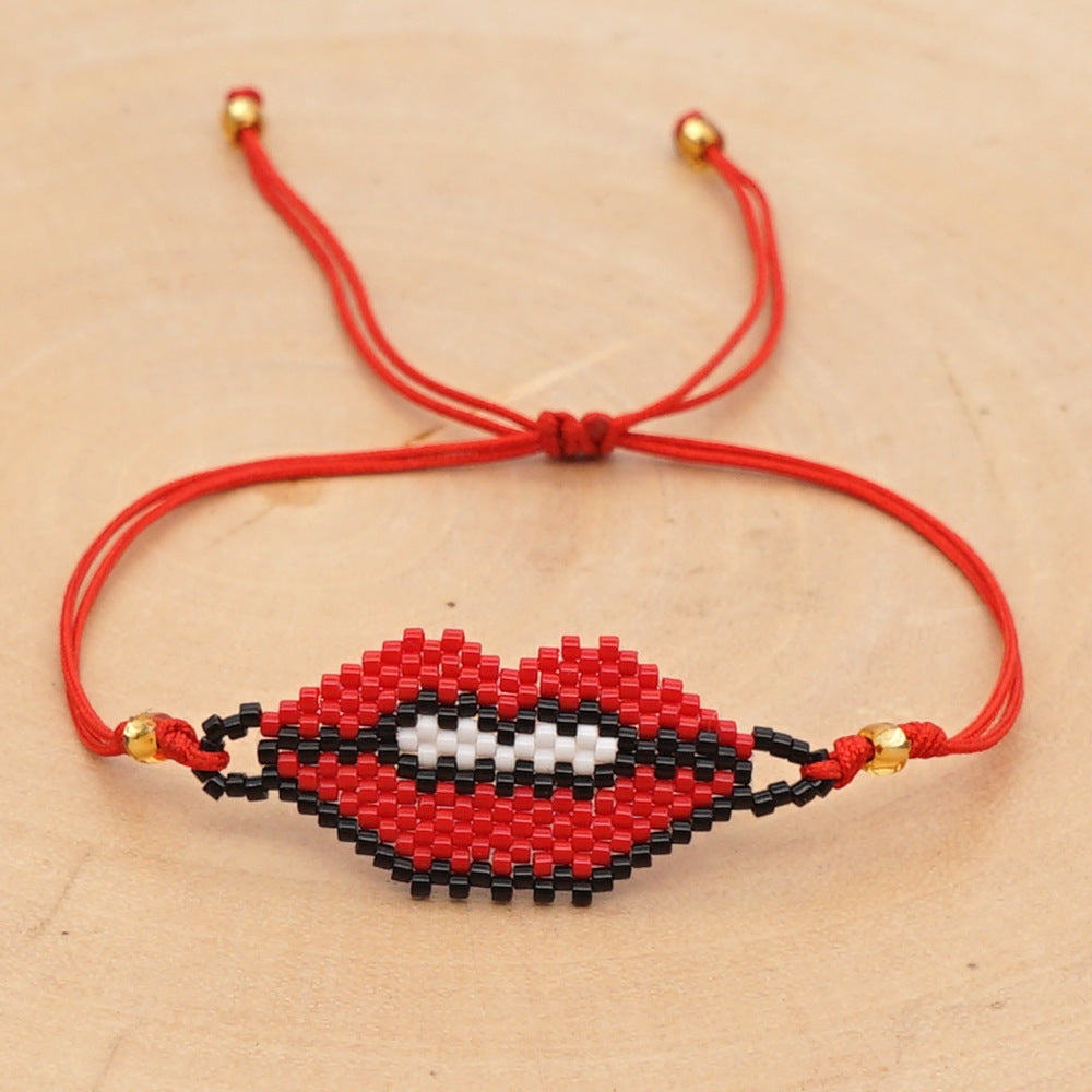 Mouth Seed Bead Braided Bracelet B3364