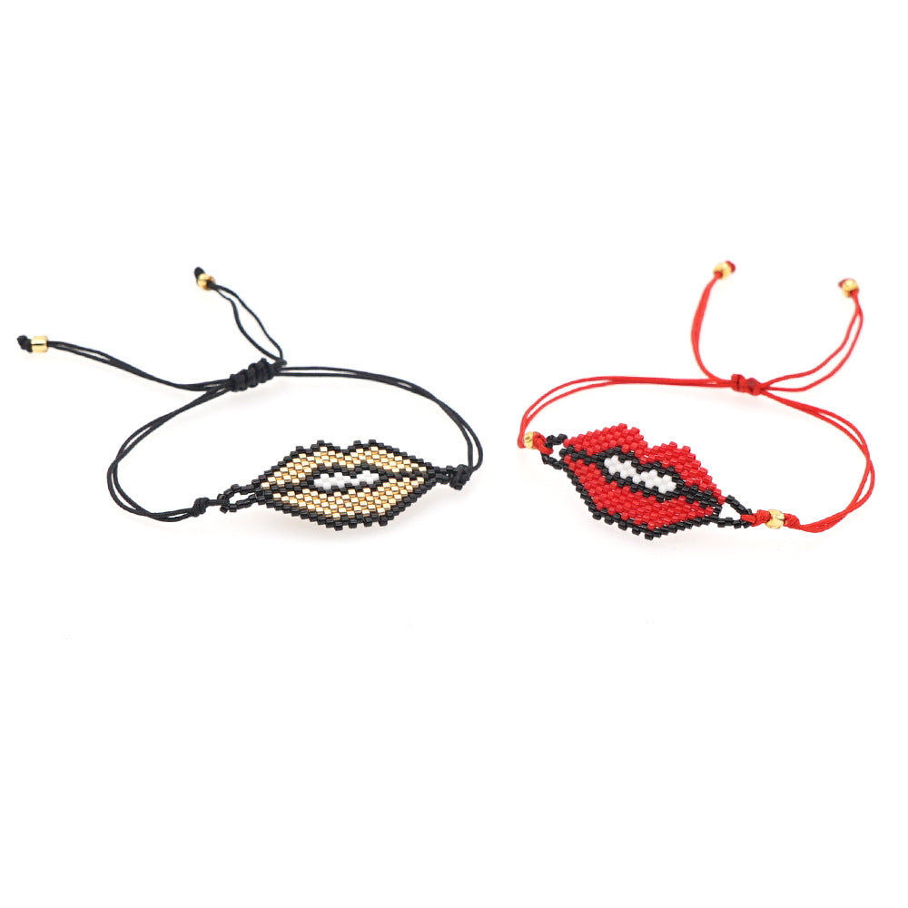 Mouth Seed Bead Braided Bracelet B3364