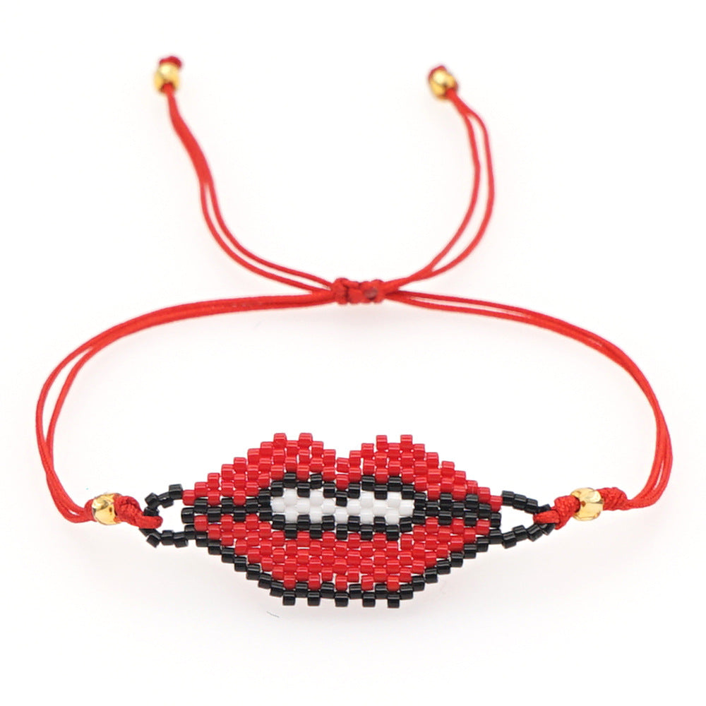 Mouth Seed Bead Braided Bracelet B3364