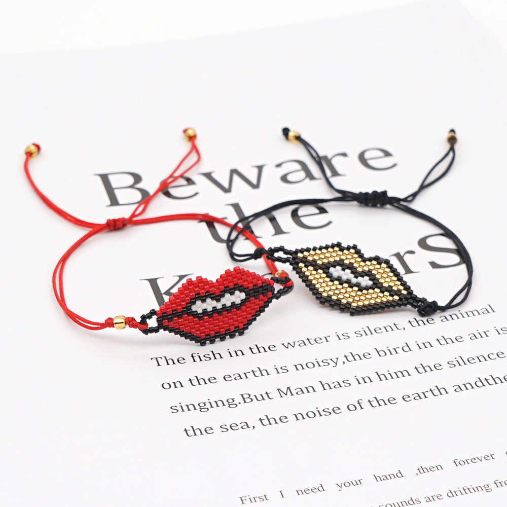 Mouth Seed Bead Braided Bracelet B3364