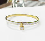 Lock Rhinestone Stainless Steel Bracelet B3374