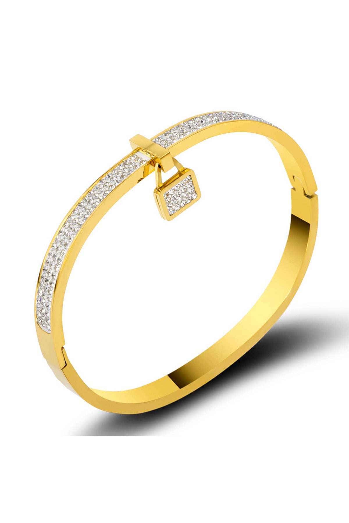 Lock Rhinestone Stainless Steel Bracelet B3374