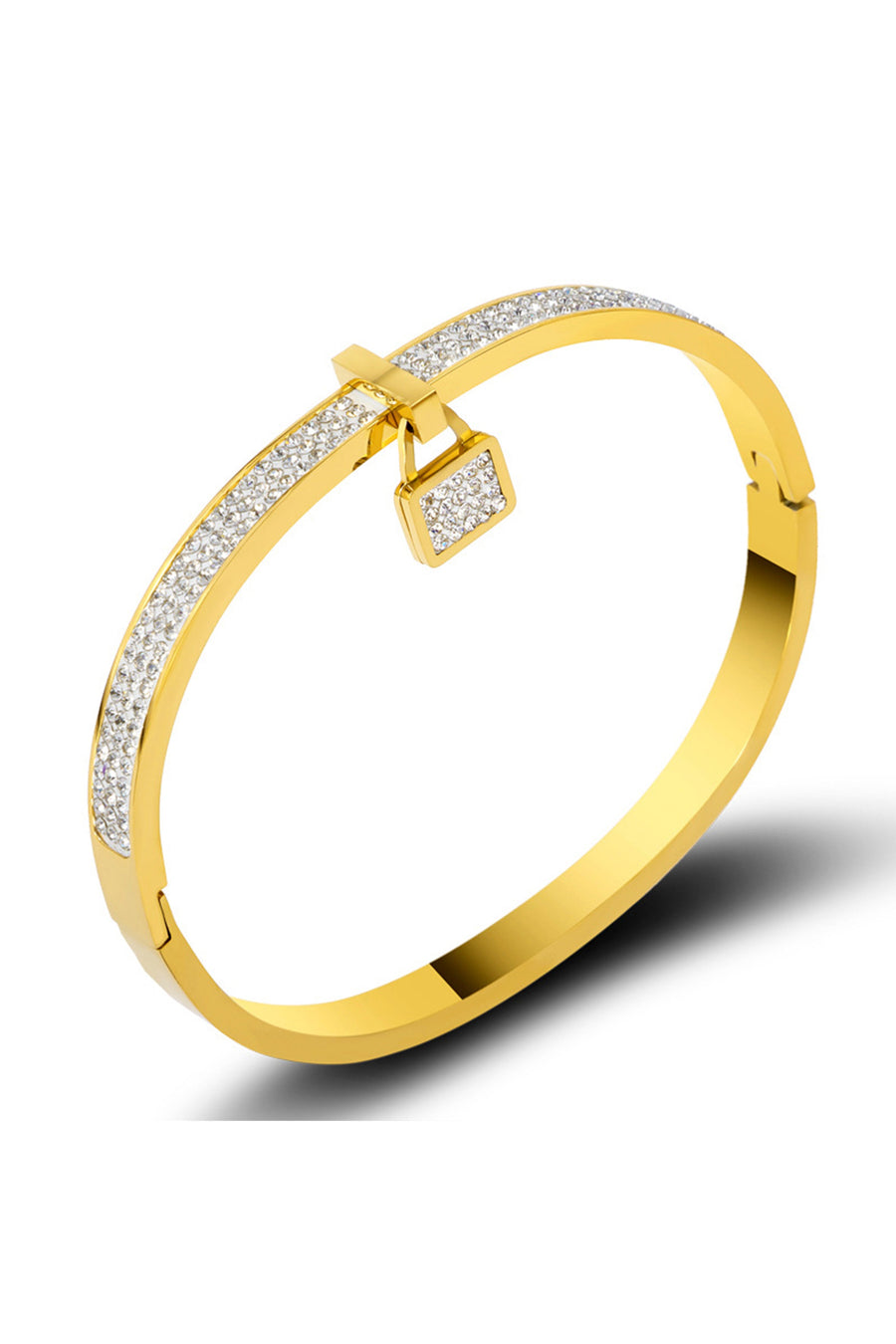 Lock Rhinestone Stainless Steel Bracelet B3374