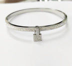 Lock Rhinestone Stainless Steel Bracelet B3374