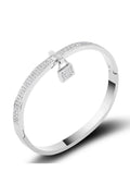 Lock Rhinestone Stainless Steel Bracelet B3374