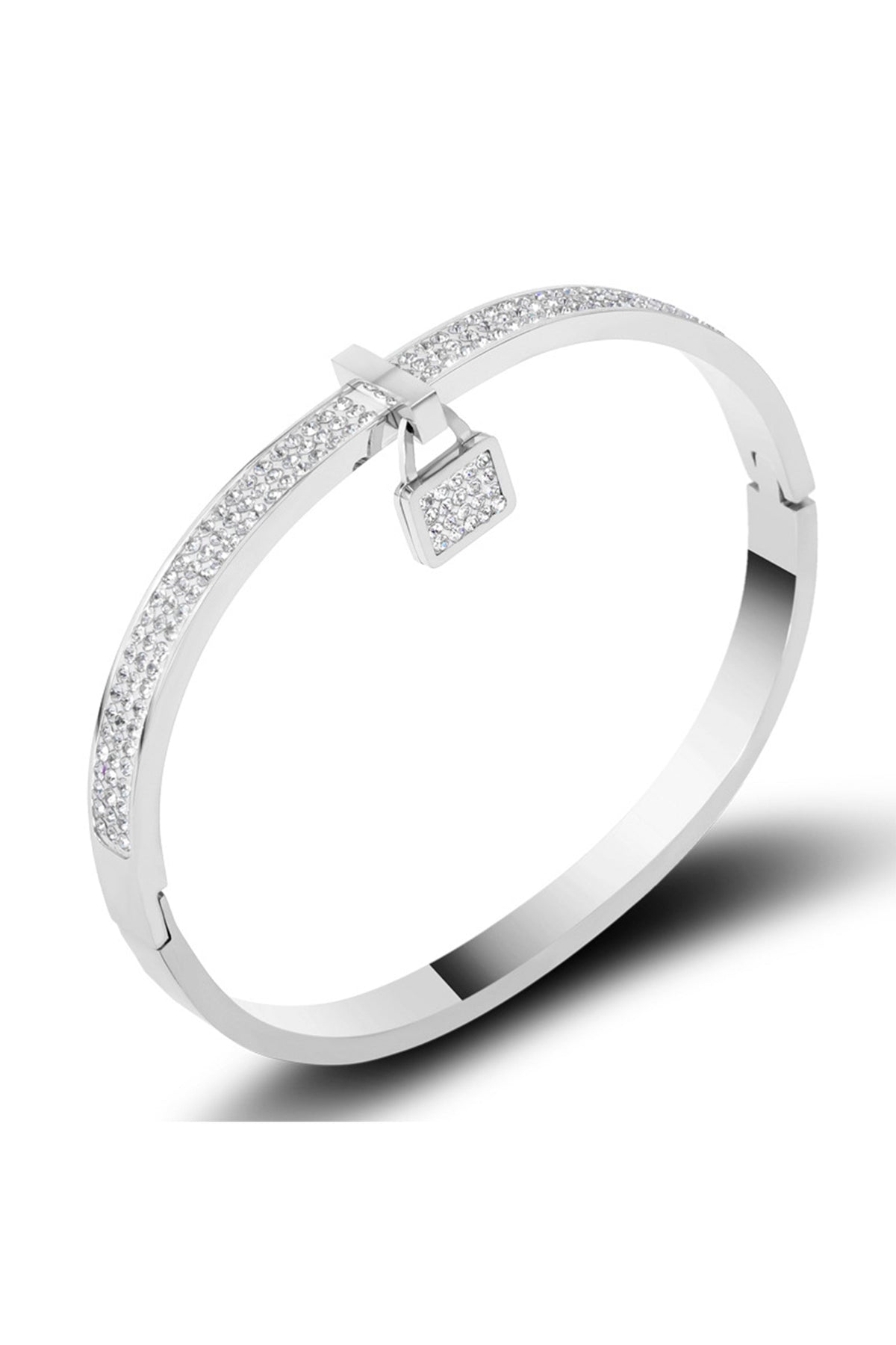 Lock Rhinestone Stainless Steel Bracelet B3374