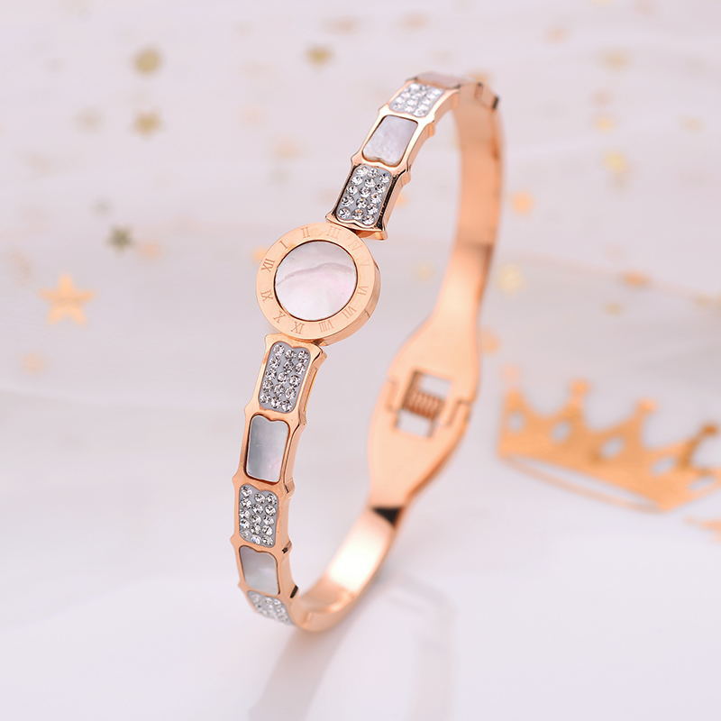 Shell Rhinestone Stainless Steel Bracelet B3389
