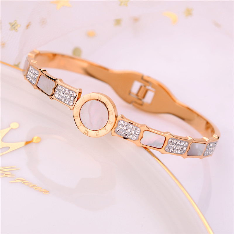 Shell Rhinestone Stainless Steel Bracelet B3389