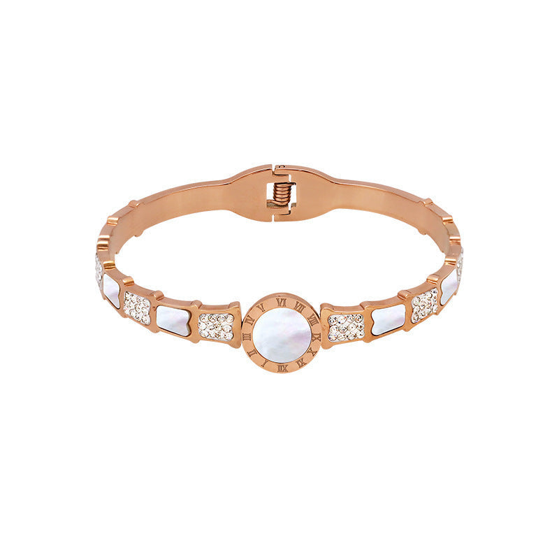 Shell Rhinestone Stainless Steel Bracelet B3389