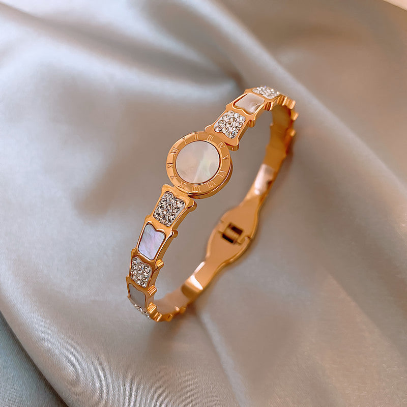 Shell Rhinestone Stainless Steel Bracelet B3389