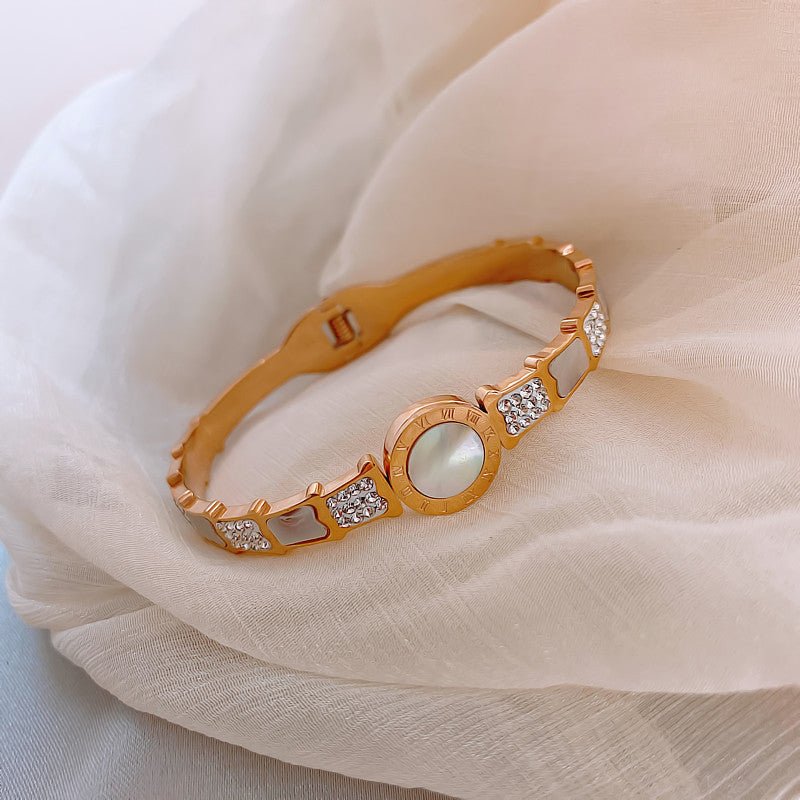 Shell Rhinestone Stainless Steel Bracelet B3389