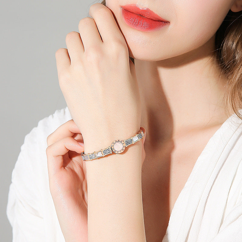 Shell Rhinestone Stainless Steel Bracelet B3389