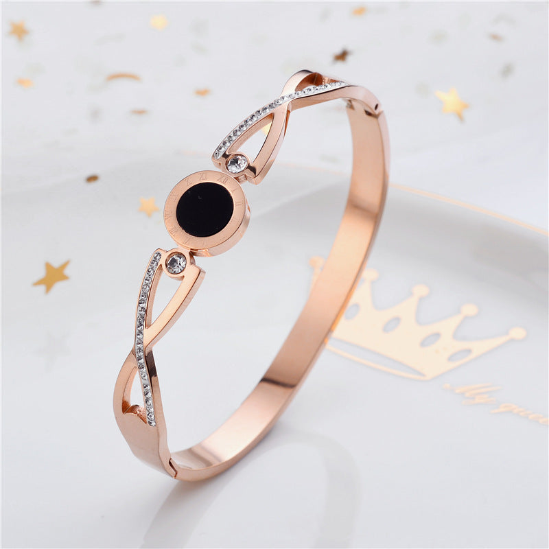 Disc Rhinestone Stainless Steel Bracelet B3391
