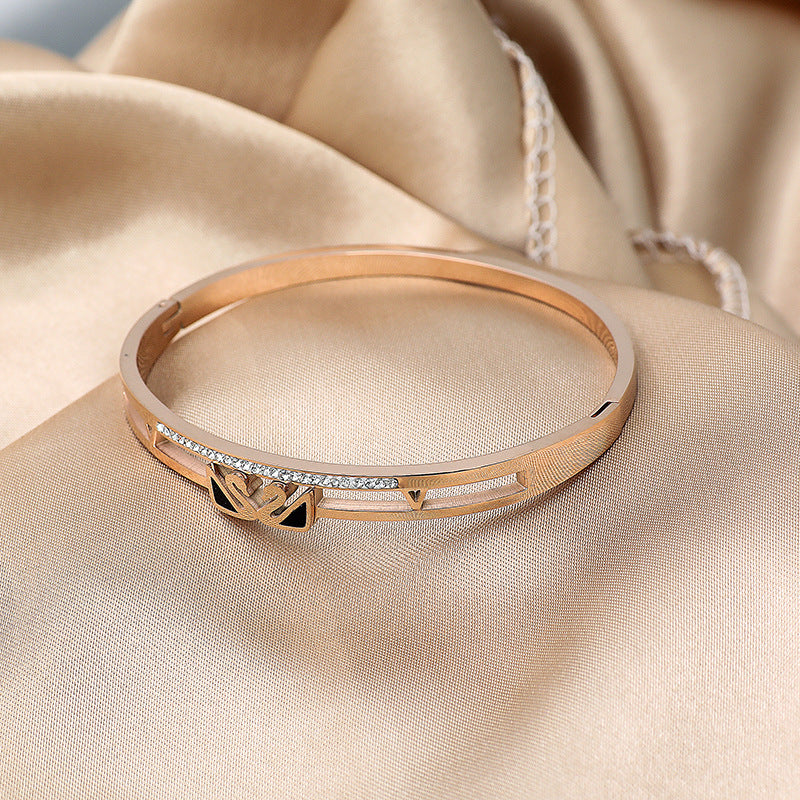 Swan Rhinestone Stainless Steel Bracelet B3402