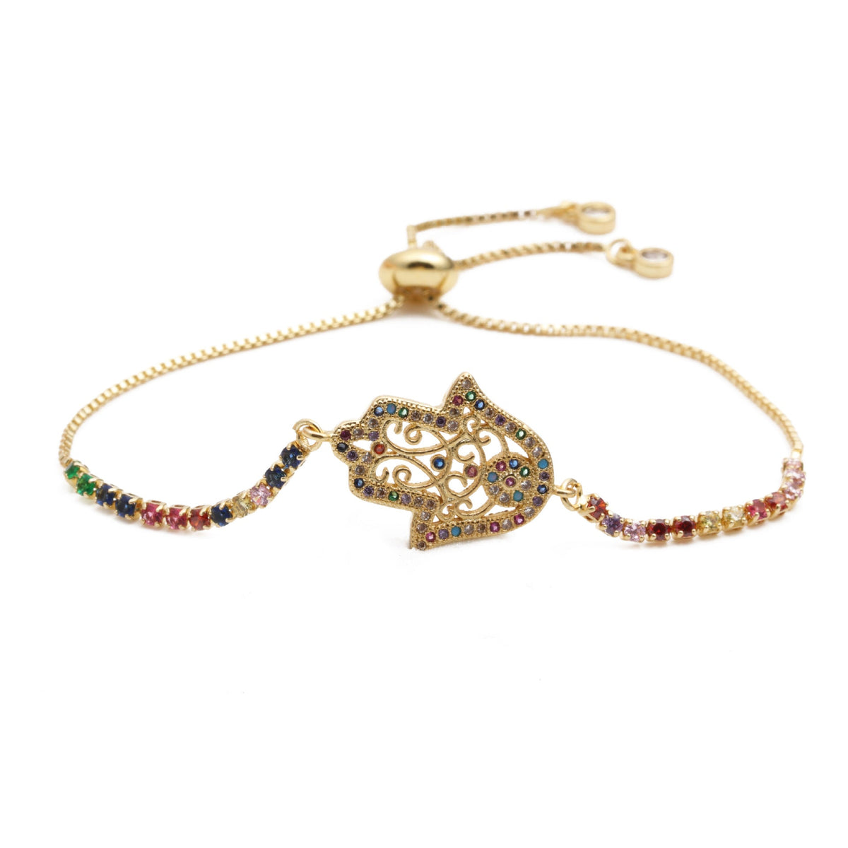 Fatima Cubic Zirconia Chain Bracelet B3423