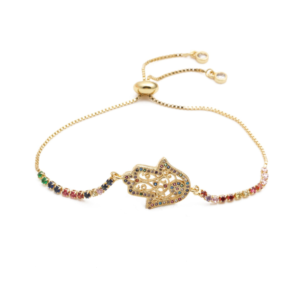 Fatima Cubic Zirconia Chain Bracelet B3423