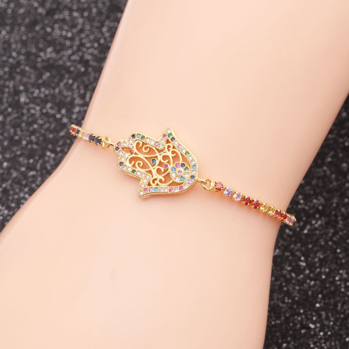 Fatima Cubic Zirconia Chain Bracelet B3423