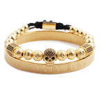 Skull Bead Stainless Steel Bracelet Set B3424