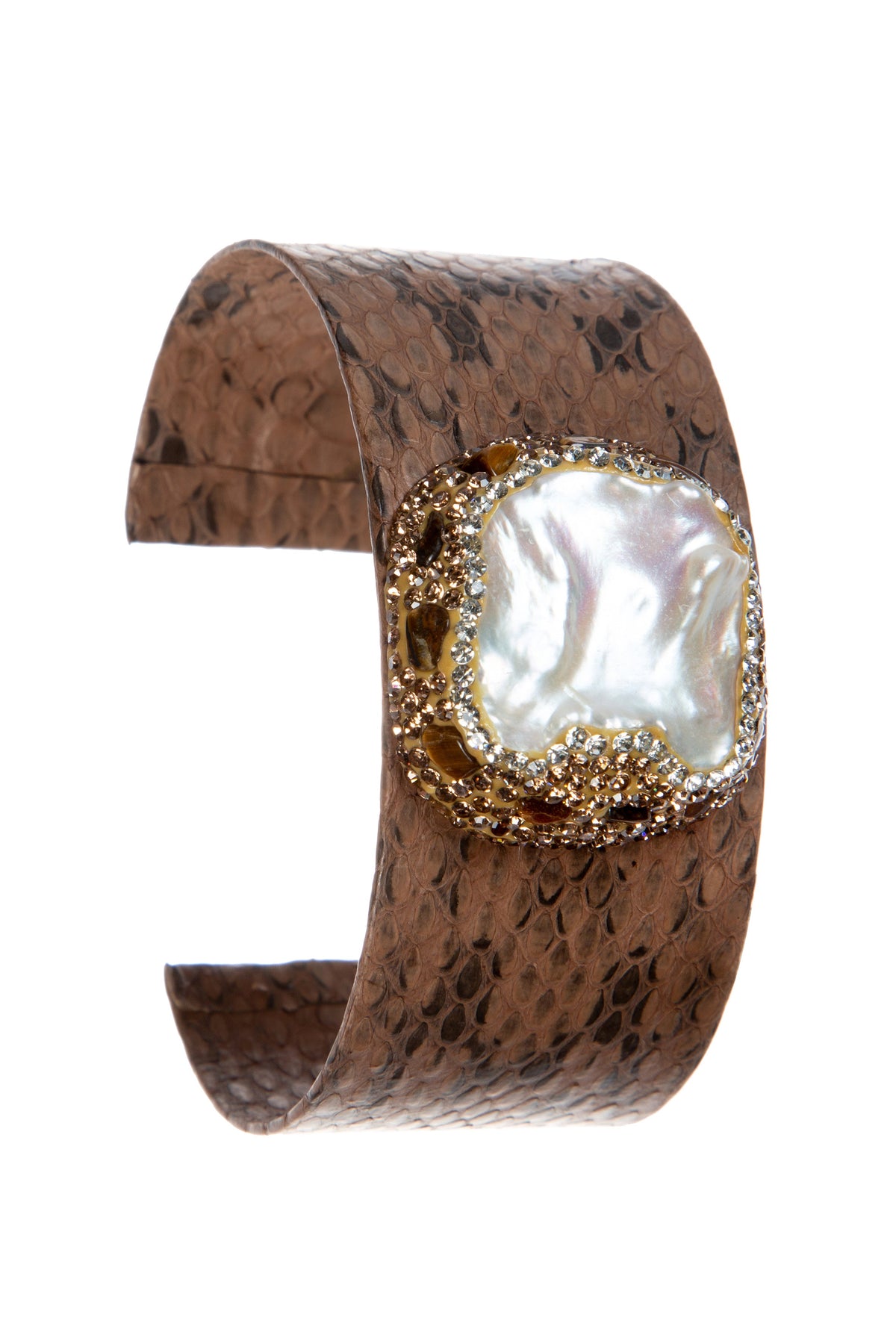Freshwater Pearl Leather Cuff Bracelet B3430 – view 2