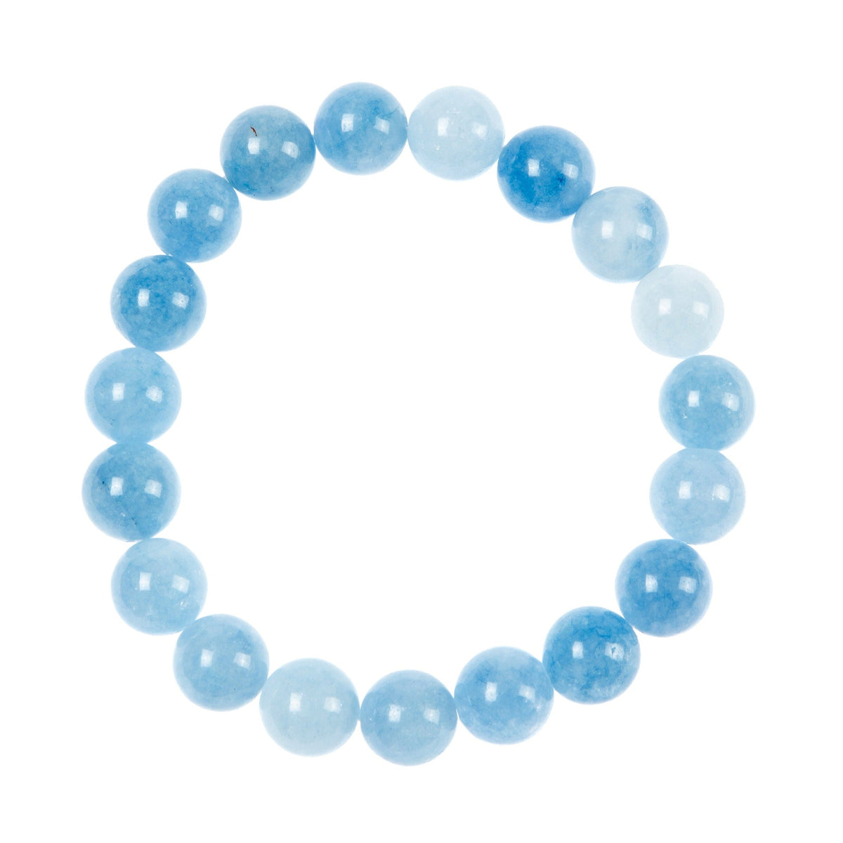 Blue Jade Stone Stretch Bracelet B3434-10MM - view 2