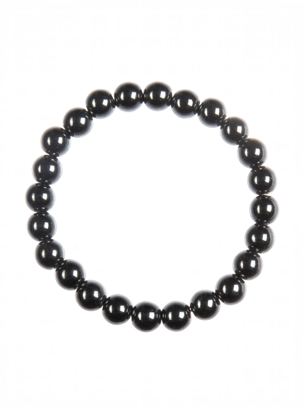 Golden Hematite Bead Stretch Bracelet B3443-Black Hematite - 8MM
