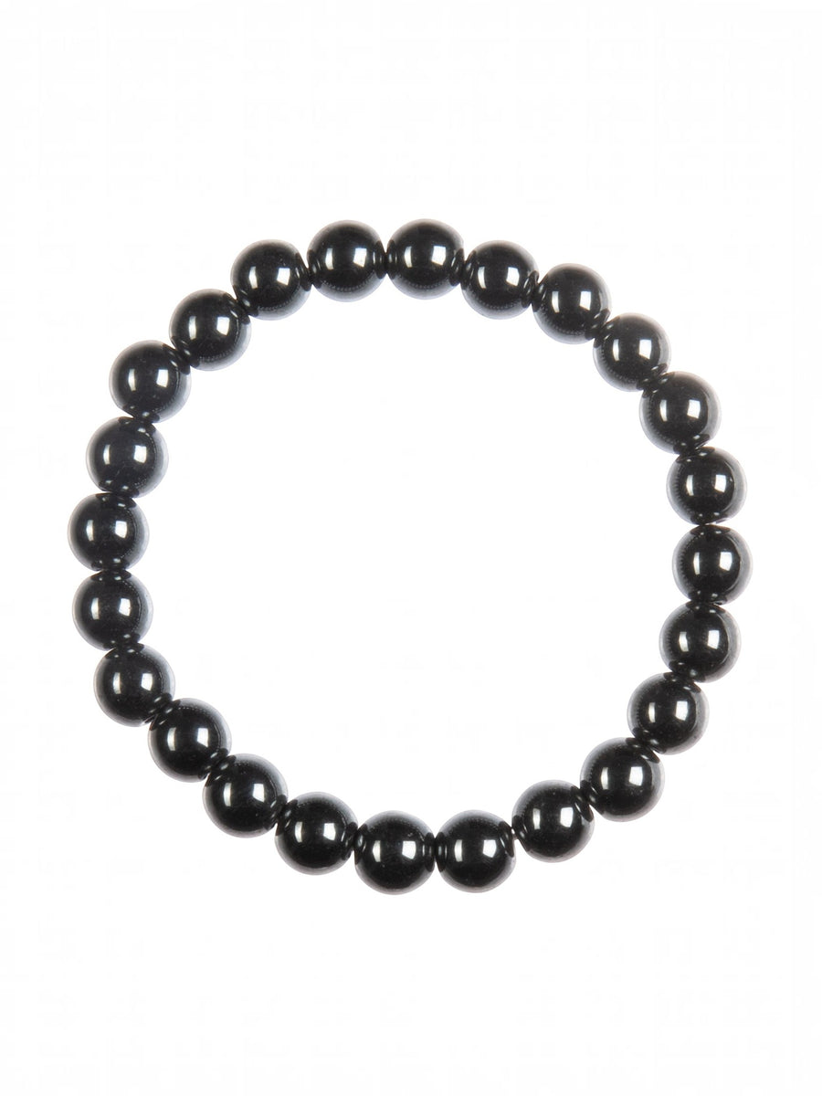 Golden Hematite Bead Stretch Bracelet B3443-Black Hematite