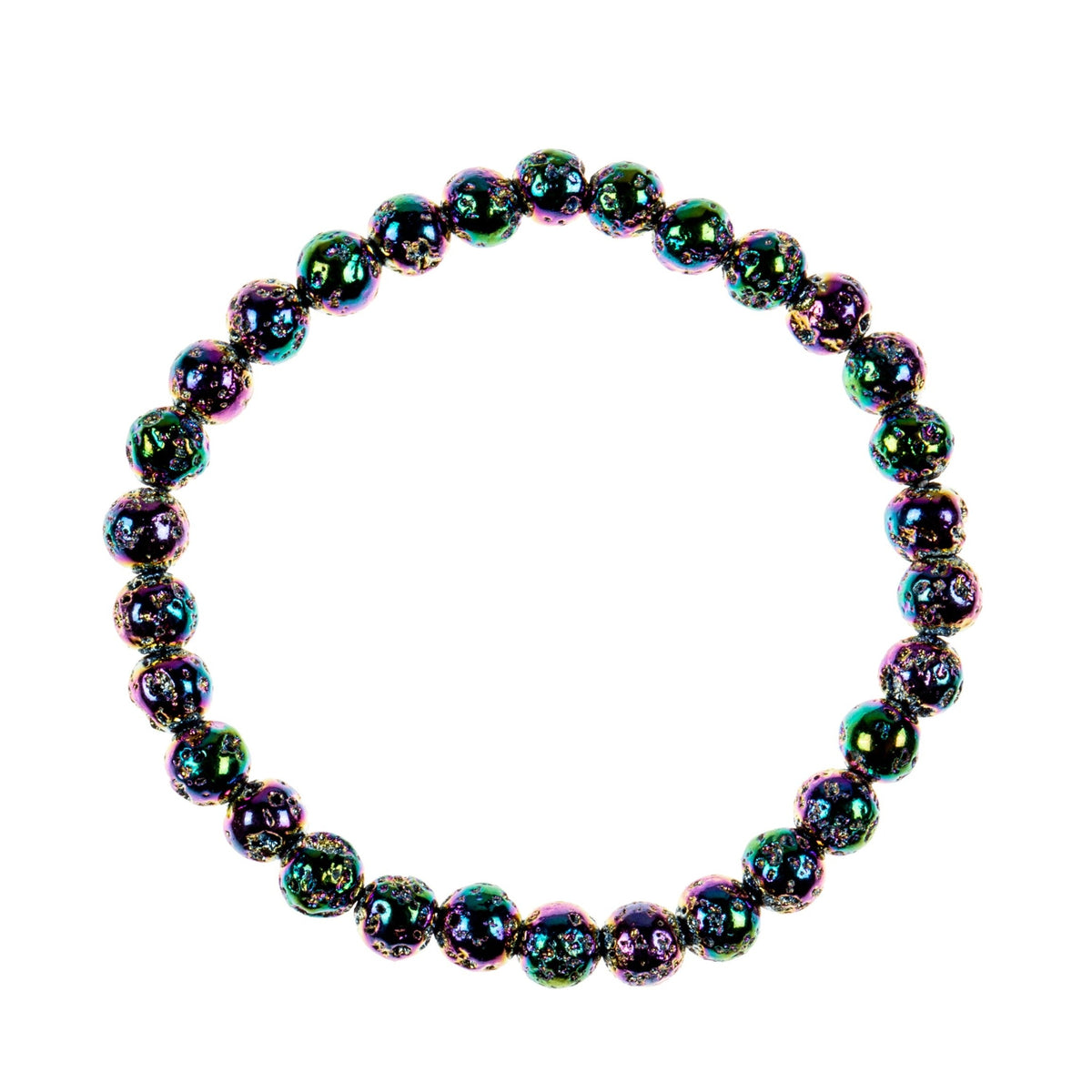 Electroplated Lava Bead Stretch Bracelet B3448-Electroplated Lava - 6MM