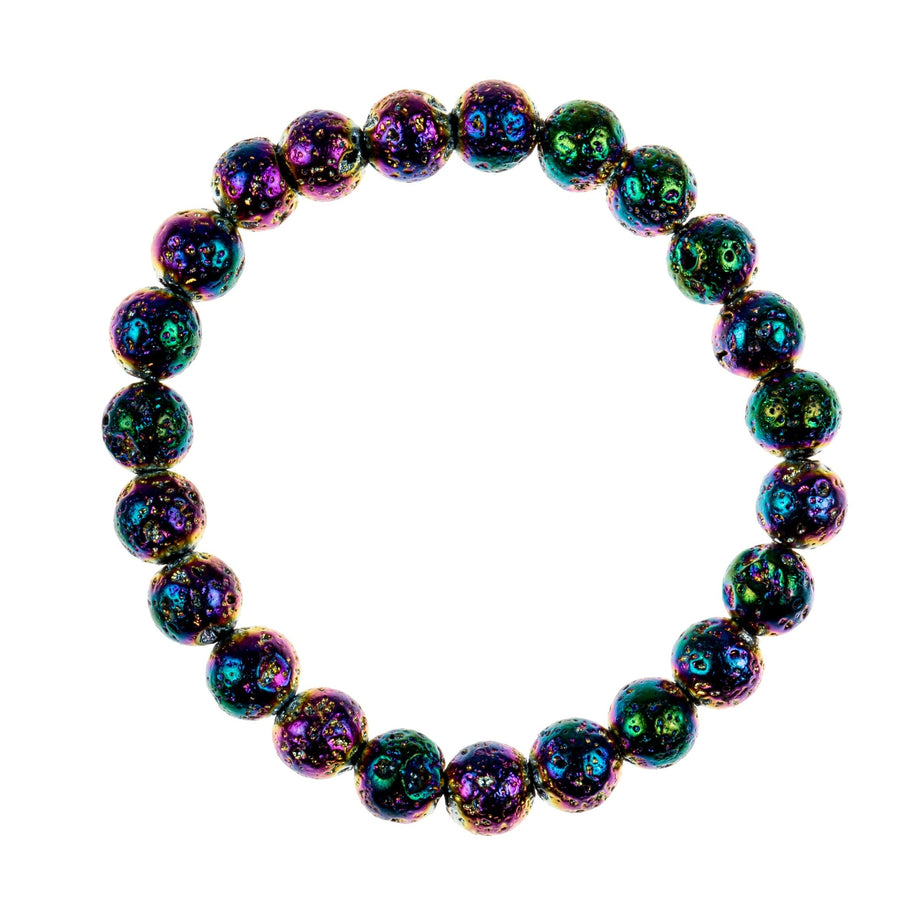 Electroplated Lava Bead Stretch Bracelet B3448-Electroplated Lava