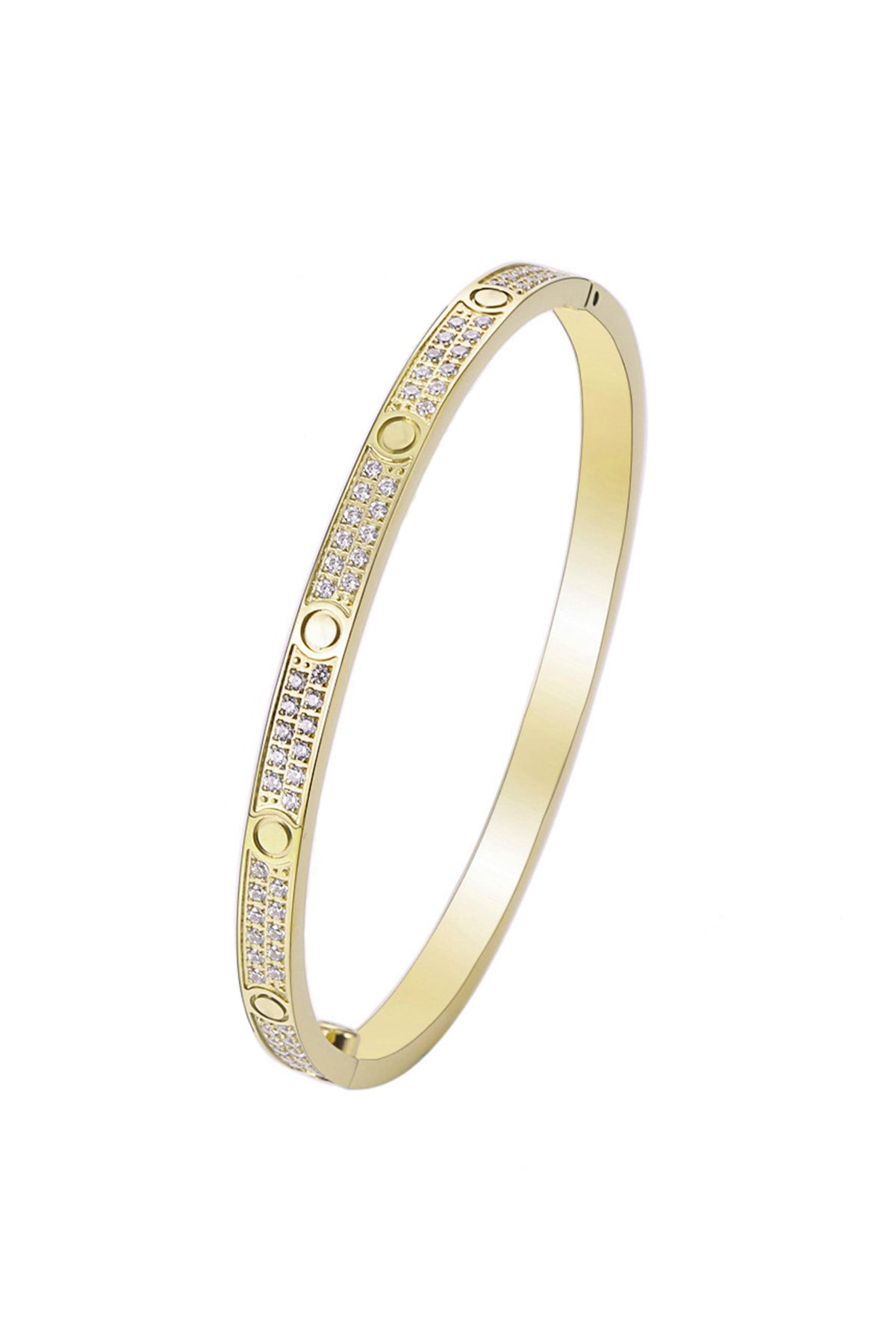 Two Row Rhinestone Stainless Steel Bracelet B3457
