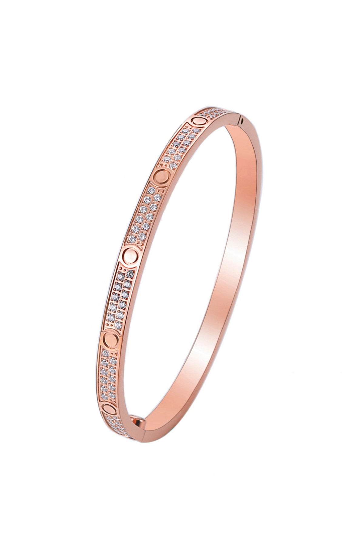 Two Row Rhinestone Stainless Steel Bracelet B3457