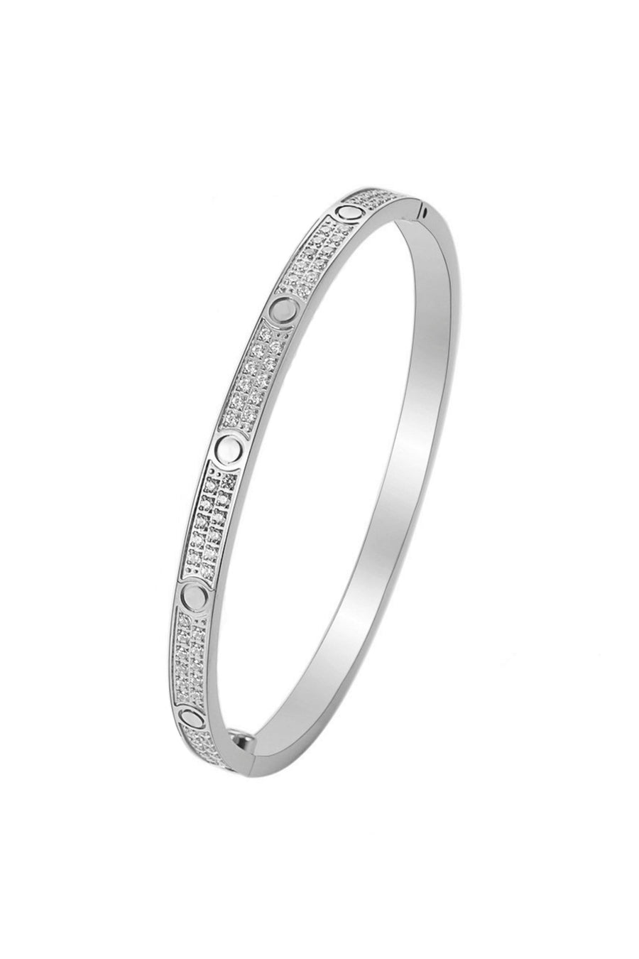 Two Row Rhinestone Stainless Steel Bracelet B3457