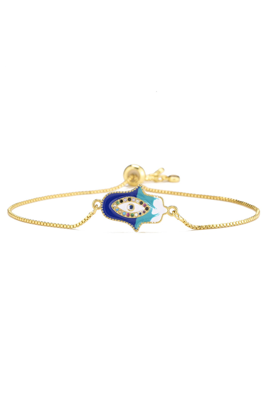 Fatima Palm Cubic Zirconia Chain Bracelet B3470