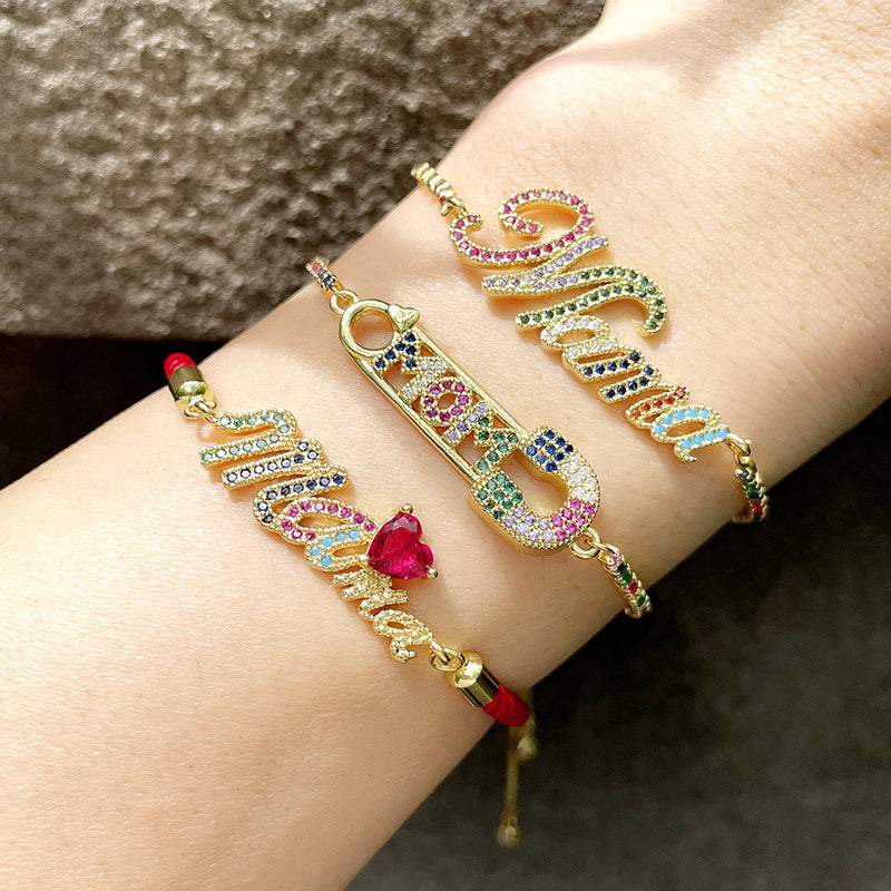 MOM Cubic Zirconia Chain Bracelet B3472