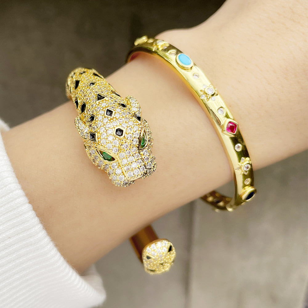 Leopard Cubic Zirconia Copper Bracelet B3475