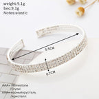 Three Row Rhinestone Cuff Bracelet B3494