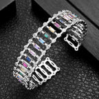 Hollow Cubic Zirconia Cuff Bracelet B3496