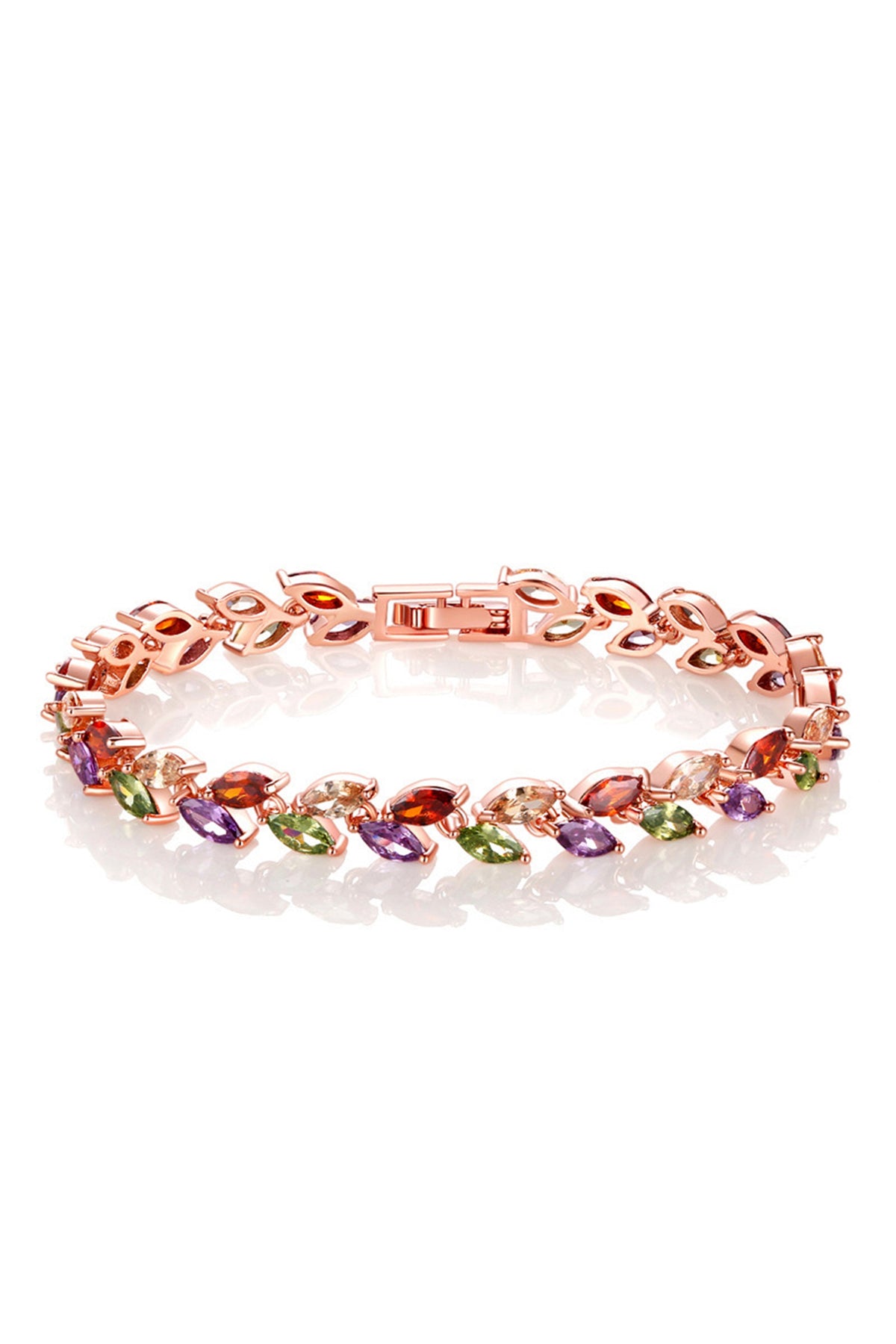 Leaf Shape Cubic Zirconia Bracelet B3537