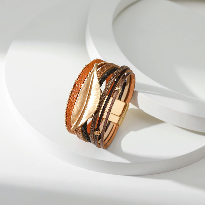 Leaf Leatherette Magnetic Bracelet B3549 - view 2