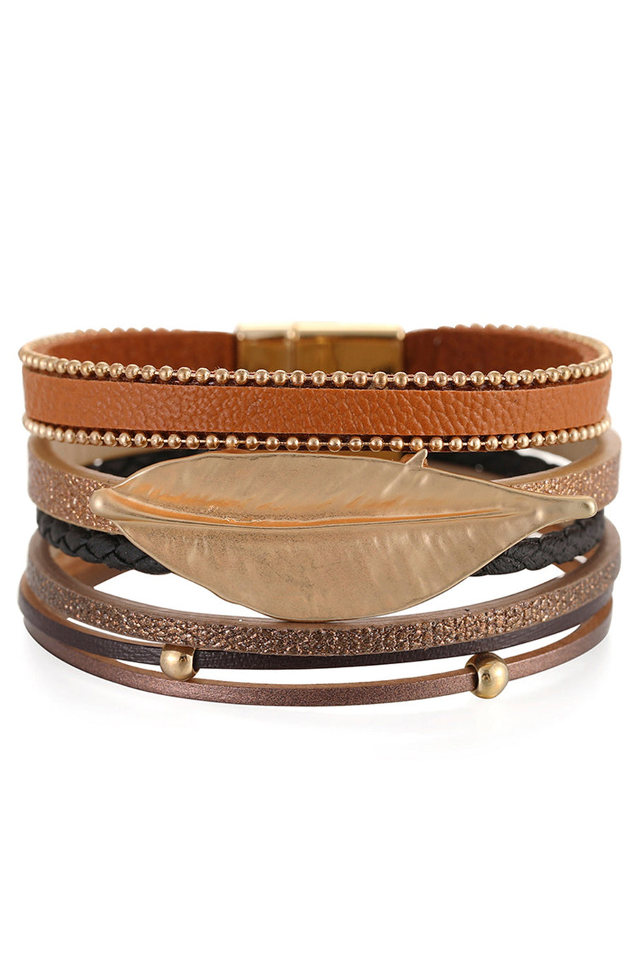 Leaf Leatherette Magnetic Bracelet B3549