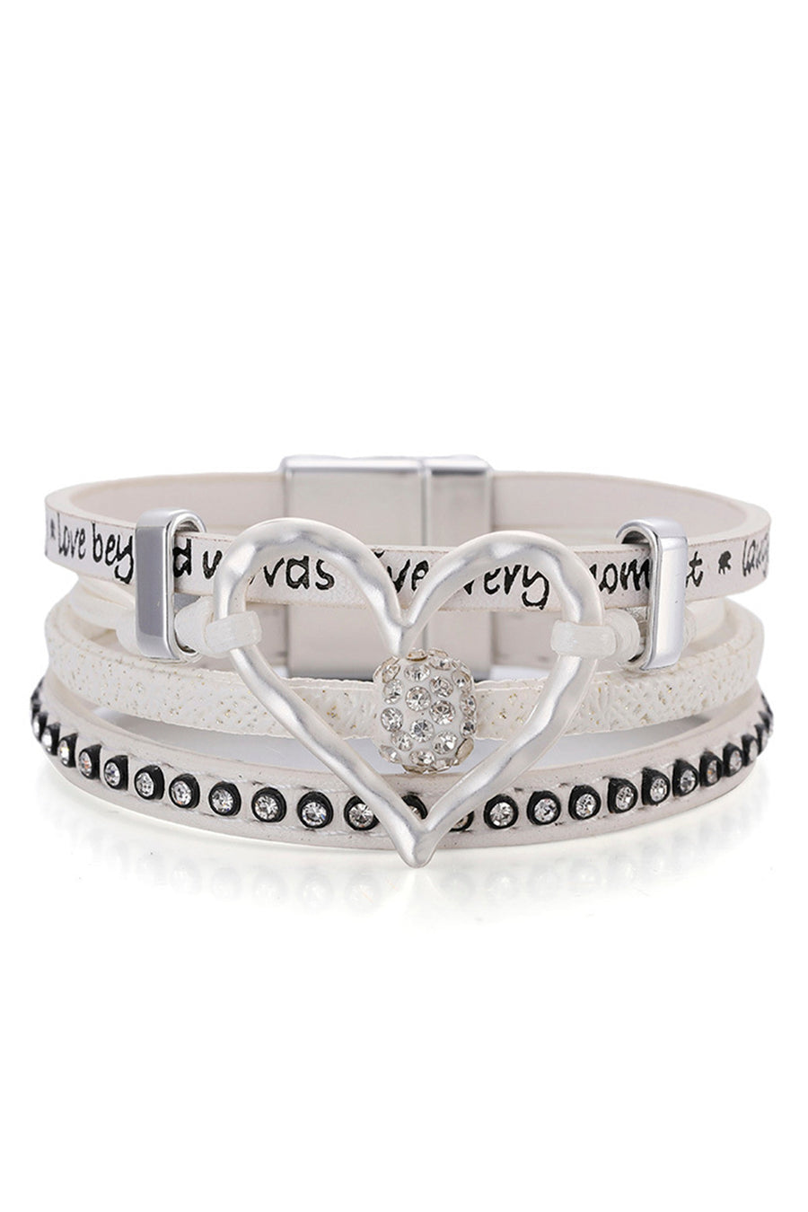 Heart Leatherette Magnetic Bracelet B3580